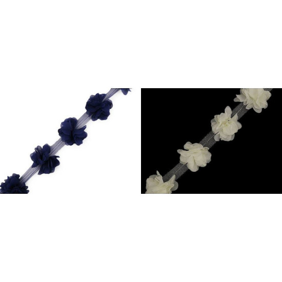 Bandă tul cu flori din șifon, lățime 60 mm - Crem foarte deschis (9 Metri) Bandă tul cu flori din șifon, lățime 60 mm - Crem foarte deschis (9 Metri)