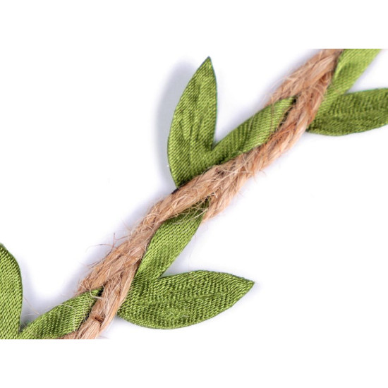 Șnur decorativ din iută cu frunze, lățime 25 mm - Ecru natural (10 Metri) Șnur decorativ din iută cu frunze, lățime 25 mm - Ecru natural (10 Metri)
