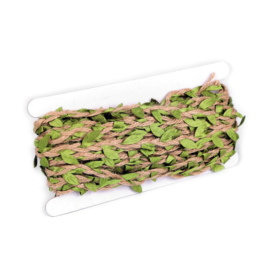 Șnur decorativ din iută cu frunze, lățime 25 mm - Ecru natural (10 Metri) Șnur decorativ din iută cu frunze, lățime 25 mm - Ecru natural (10 Metri)