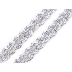 Bandă decorativă cu paiete, lățime 20 mm - Argintiu (1 Metru)