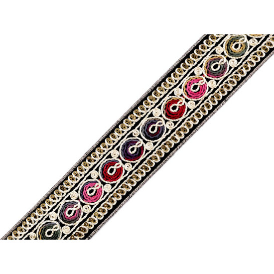 Bandă decorativă cu paiete, lățime 45 mm - Conform imaginii (1 Metru) Bandă decorativă cu paiete, lățime 45 mm - Conform imaginii (1 Metru)