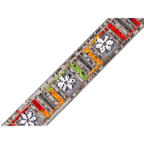 Bandă decorativă cu paiete, lățime 45 mm - Conform imaginii (1 Metru) Bandă decorativă cu paiete, lățime 45 mm - Conform imaginii (1 Metru)
