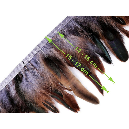 Bandă din pene de cocoș 14-16 cm - Gri neutral (10 Metri) Bandă din pene de cocoș 14-16 cm - Gri neutral (10 Metri)