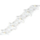 Galon / dantelă brodată pe organza cu flori și perle, 35 mm - Off white (8 Metri)