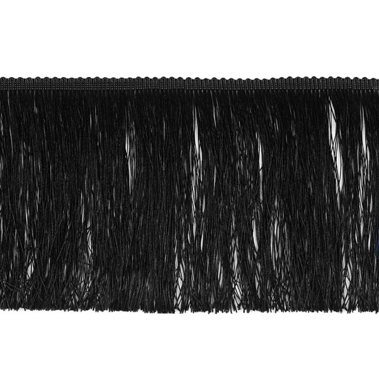 Franjuri lucioase, 15,5 cm - Negru (1 Metru) Franjuri lucioase, 15,5 cm - Negru (1 Metru)