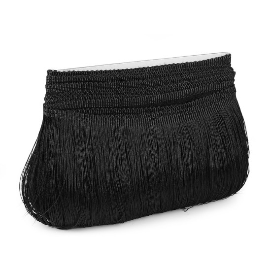 Franjuri lucioase, 15,5 cm - Negru (1 Metru) Franjuri lucioase, 15,5 cm - Negru (1 Metru)
