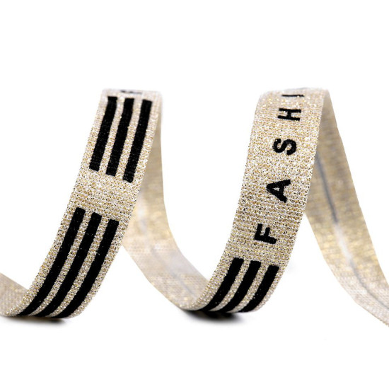 Bandă decorativă cu lurex fashion / vipușcă, lățime 15 mm - Argintiu (20 Metri)