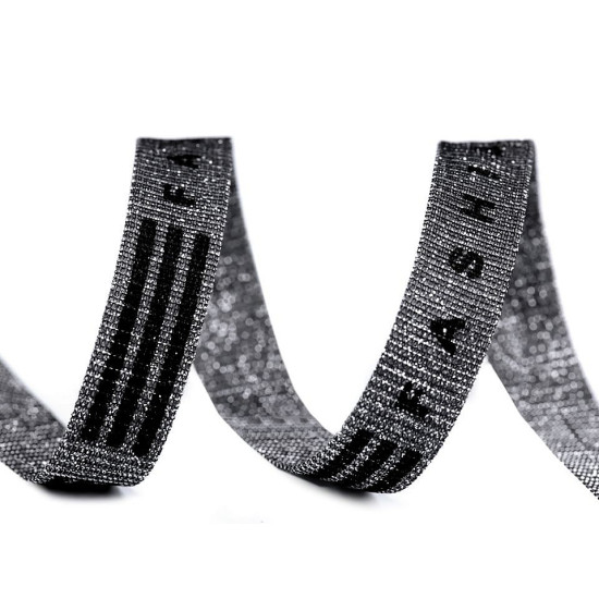 Bandă decorativă cu lurex fashion / vipușcă, lățime 15 mm - Argintiu (20 Metri)