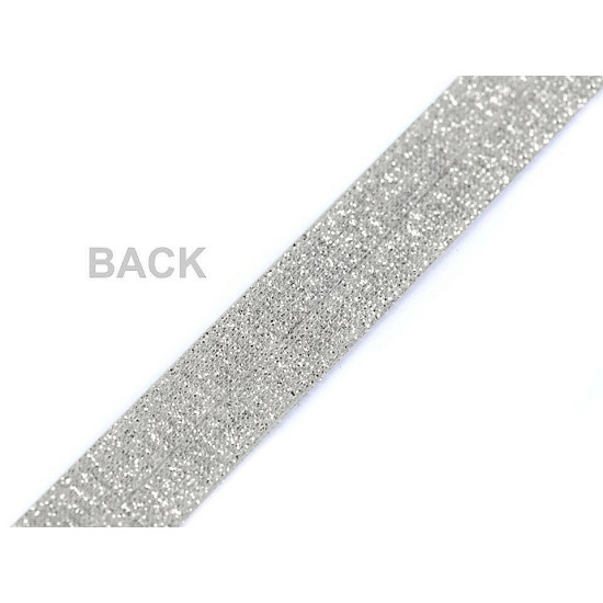 Bandă decorativă cu lurex fashion / vipușcă, lățime 15 mm - Argintiu (20 Metri)
