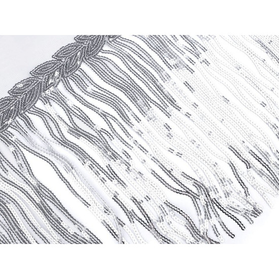 Bandă decorativă organza cu franjuri din paiete, lățime 32 cm - Negru (9 Metri) Bandă decorativă organza cu franjuri din paiete, lățime 32 cm - Negru (9 Metri)