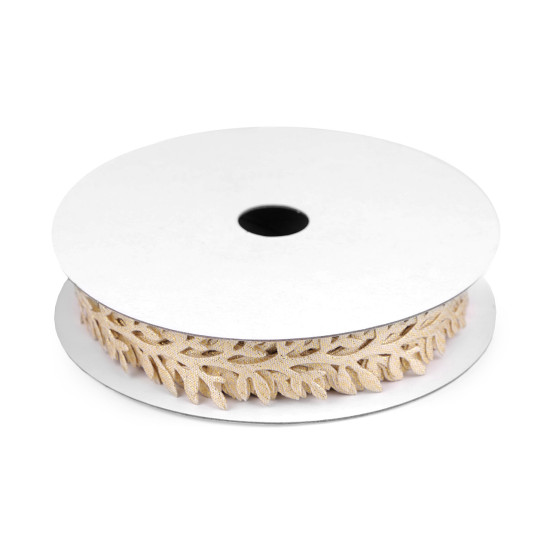 Bandă decorativă cu frunze din satin, lățime 24 mm - Argintiu (1 Metru) Bandă decorativă cu frunze din satin, lățime 24 mm - Argintiu (1 Metru)
