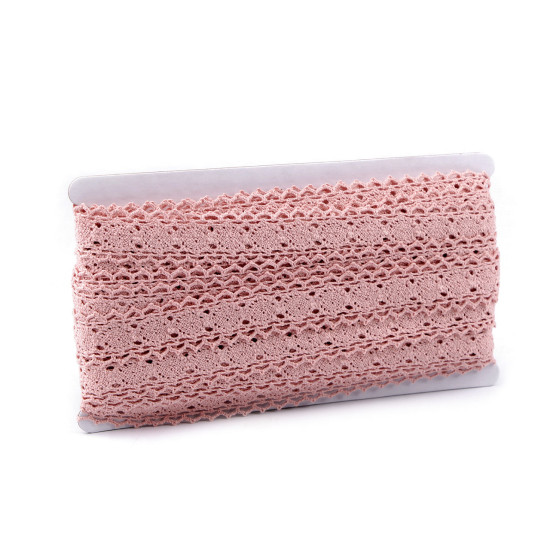 Dantelă / inserție croșetată 27 mm - Roz pudrat (1 Metru) Dantelă / inserție croșetată 27 mm - Roz pudrat (1 Metru)