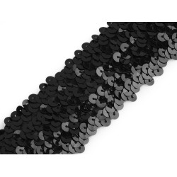 Galon elastic cu paiete 45 mm - Negru (1 Metru)