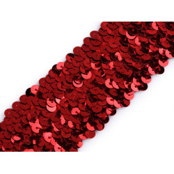 Galon elastic cu paiete 45 mm - Roșu (1 Metru)