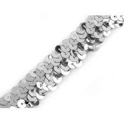 Galon elastic cu paiete 20 mm - Argintiu (1 Metru)