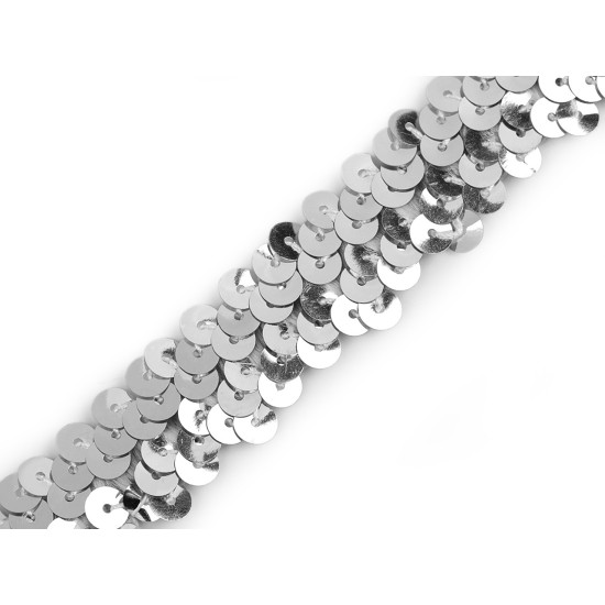 Galon elastic cu paiete 20 mm - Roșu (1 Metru) Galon elastic cu paiete 20 mm - Roșu (1 Metru)