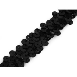 Galon elastic cu paiete 20 mm - Negru (1 Metru)
