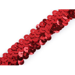 Galon elastic cu paiete 20 mm - Roșu (1 Metru)