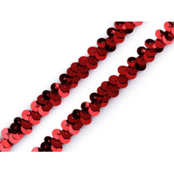 Galon elastic cu paiete 10 mm - Roșu (1 Metru)