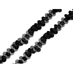 Galon elastic cu paiete 10 mm - Negru (1 Metru)
