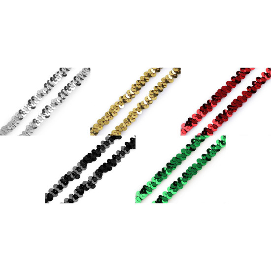 Galon elastic cu paiete 10 mm - Argintiu (18 Metri) Galon elastic cu paiete 10 mm - Argintiu (18 Metri)