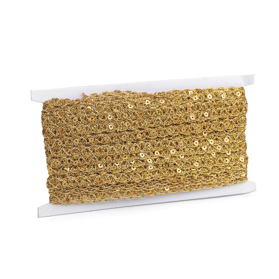 Galon decorativ cu fir metalic si paiete - Auriu (54 Metri) Galon decorativ cu fir metalic si paiete - Auriu (54 Metri)