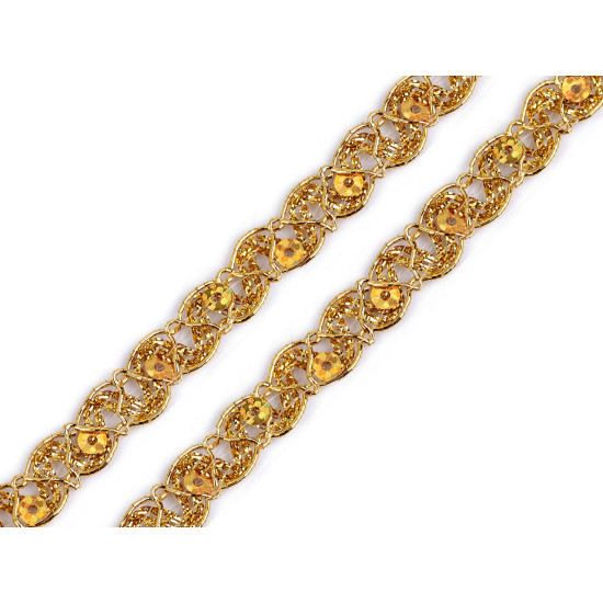 Galon decorativ cu fir metalic si paiete - Auriu (54 Metri) Galon decorativ cu fir metalic si paiete - Auriu (54 Metri)