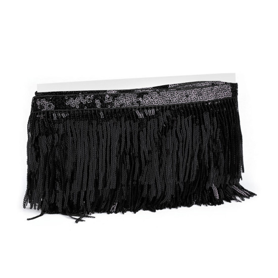 Franjuri cu paiete 10 cm - Negru (18 Metri)