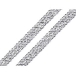 Galon decorativ cu fir metalic 13 mm - Argintiu (18 Metri)