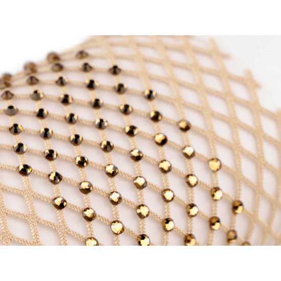 Țesătură / plasă elastică cu strasuri, lățime 75 mm - Albastru deschis (1 Metru) Țesătură / plasă elastică cu strasuri, lățime 75 mm - Albastru deschis (1 Metru)