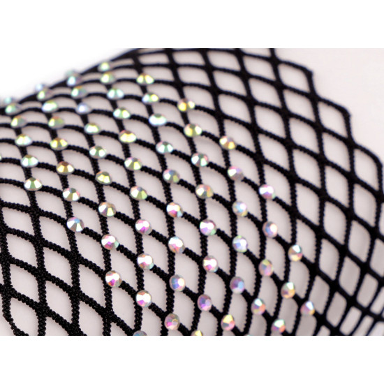 Țesătură / plasă elastică cu strasuri, lățime 75 mm - Albastru deschis (1 Metru) Țesătură / plasă elastică cu strasuri, lățime 75 mm - Albastru deschis (1 Metru)