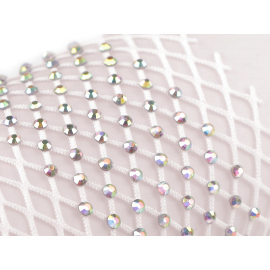 Țesătură / plasă elastică cu strasuri, lățime 75 mm - Albastru deschis (1 Metru) Țesătură / plasă elastică cu strasuri, lățime 75 mm - Albastru deschis (1 Metru)
