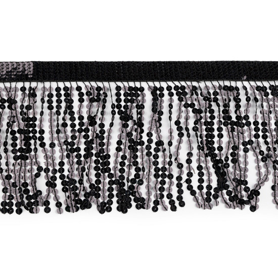 Franjuri cu paiete holografice, latime 15 cm - Negru (9 Metri) Franjuri cu paiete holografice, latime 15 cm - Negru (9 Metri)