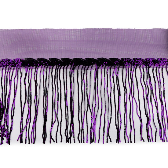 Banda / galon organza cu franjuri din paiete, latime 20 cm - Mov purpuriu (9 Metri)
