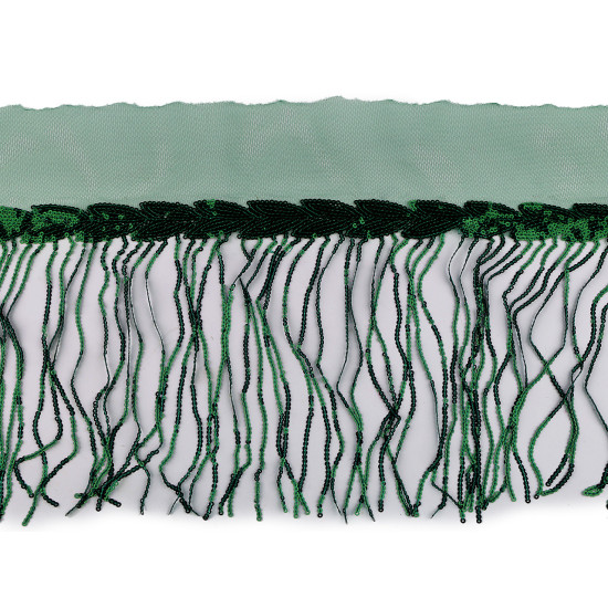 Banda / galon organza cu franjuri din paiete, latime 20 cm - Mov purpuriu (9 Metri)