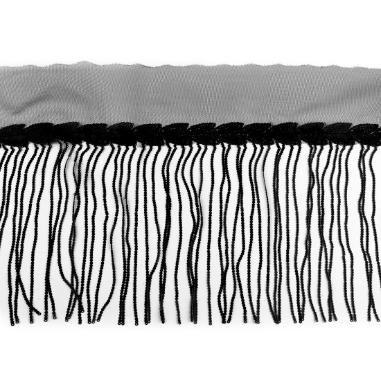 Banda / galon organza cu franjuri din paiete, latime 20 cm - Mov purpuriu (9 Metri)