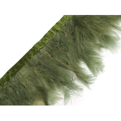 Bandă din pene de curcan, latime 9-12 cm - Verde (2 Metri)