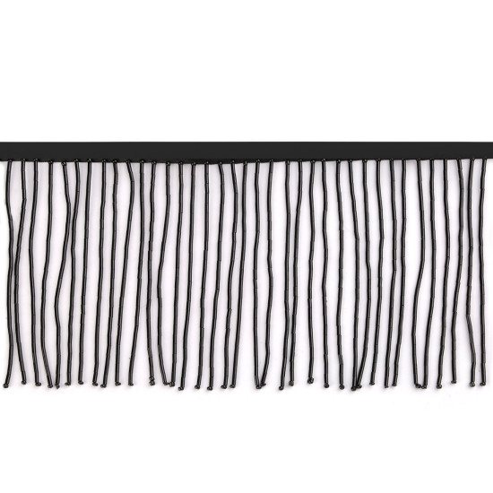 Franjuri din margele de nisip, latime 10 cm - Negru (1 Metru) Franjuri din margele de nisip, latime 10 cm - Negru (1 Metru)