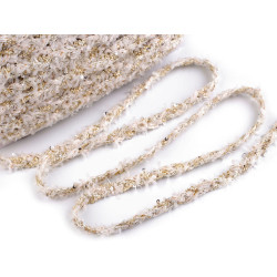 Galon impletit cu paiete mici, latime 10 mm - Off white (1 Metru)