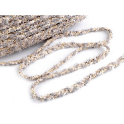 Galon impletit cu paiete mici, latime 10 mm - Gri deschis (1 Metru)