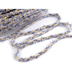 Galon impletit cu paiete mici, latime 10 mm - Albastru deschis (1 Metru)