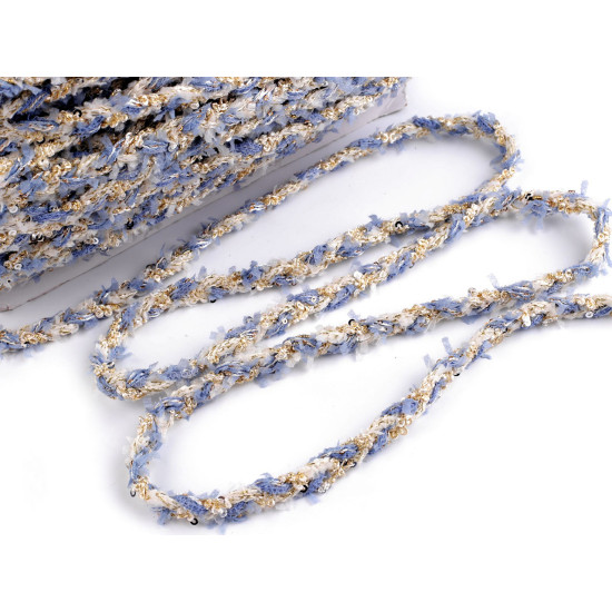 Galon impletit cu paiete mici, latime 10 mm - Off white (45 Metri) Galon impletit cu paiete mici, latime 10 mm - Off white (45 Metri)