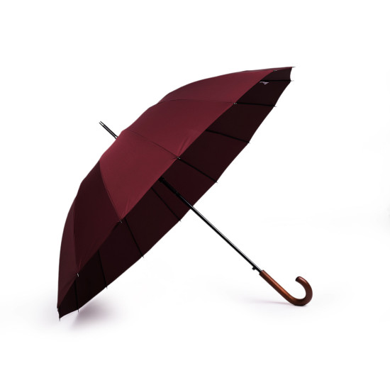 Umbrelă mare de familie cu mâner din lemn - Vișiniu (1 Bucată)