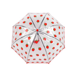 Umbrelă transparentă pop-up pentru copii, căpșuni - Roșu (1 Bucată)