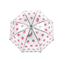 Umbrelă transparentă pop-up pentru copii, căpșuni - Verde (1 Bucată)