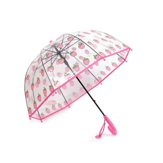 Umbrelă transparentă pop-up pentru copii, căpșuni - Roșu (1 Bucată) Umbrelă transparentă pop-up pentru copii, căpșuni - Roșu (1 Bucată)