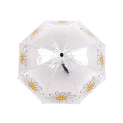 Umbrelă transparentă pentru fete cu flori - Transparent (1 Bucată)