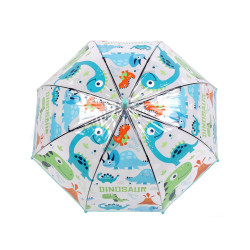 Umbrelă transparentă pop-up pentru copii  dinozaur - Turcoaz (1 Bucată)