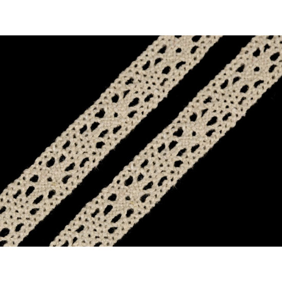 Dantelă bumbac croşetată, lățime 11 mm - Alb (1 Metru) Dantelă bumbac croşetată, lățime 11 mm - Alb (1 Metru)