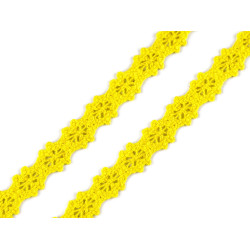 Dantelă bumbac croşetată, lățime 12 mm - Galben verzui (1 Metru)